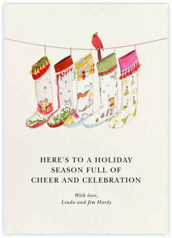Cardinal Stockings - Felix Doolittle - Watercolor Christmas Cards