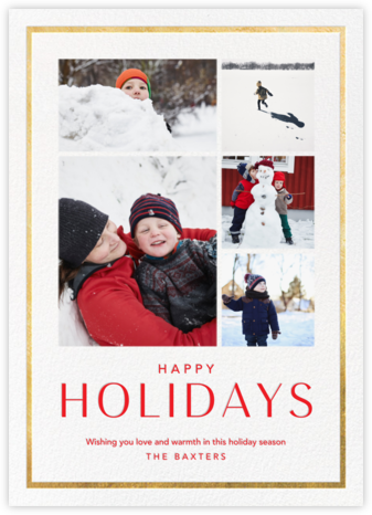 Holiday Finestra (Tall, 5 Photos) - White/Gold - Paperless Post - Holiday Photo Cards 