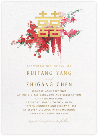 Cascading Florals (Invitation) - White - Paperless Post - Virtual Wedding Invitations