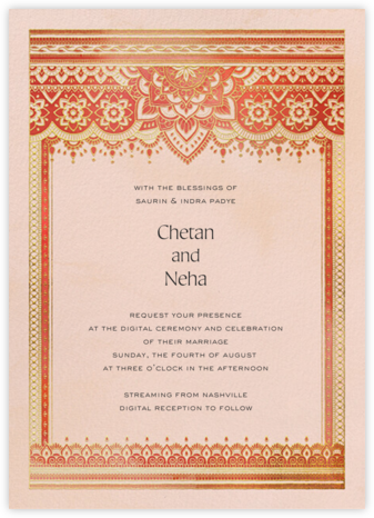 Golden Paisley (Invitation) - Red - Paperless Post - Virtual Wedding Invitations