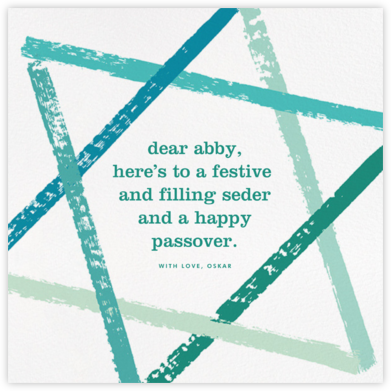 Brushstroke Star - Teal - Paperless Post - Passover Cards