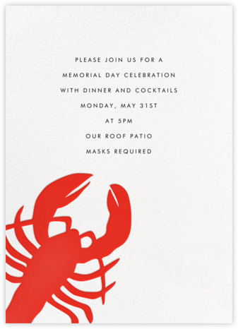 Large Lobster - Linda and Harriett - Memorial Day Invitations