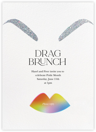 Glitter Brow - White - Paperless Post - Pride Party Invitations