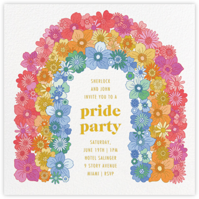 Flower Arch - Paperless Post - Rainbow Birthday Invitations