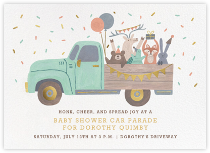 Critter Parade - Paperless Post - Woodland Baby Shower Invitations