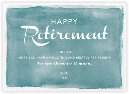 Watercolor Retirement - Teal - Paper Source - Business Greeting Cards