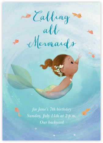 Curious Mermaid - Vashti Harrison - Online Kids' Birthday Invitations