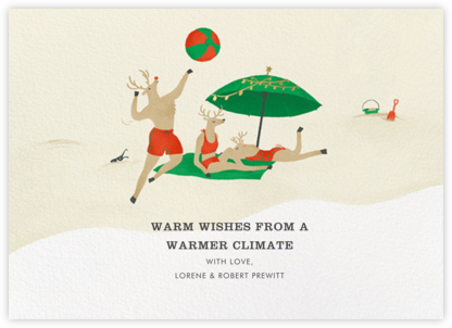 Reindeer Beach Games - Paperless Post - Beach Christmas Cards