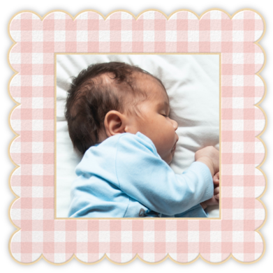 Gingham Shower Photo - Pink - Meri Meri - Birth and Adoption Announcements