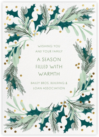Loose Wreath - Gold - Paperless Post - Business Holiday & Christmas Cards