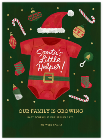 Santa Onesie - Paperless Post - Christmas Pregnancy Announcement Cards