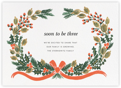 Holiday Greens - Rifle Paper Co. - Christmas Pregnancy Announcement Cards