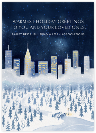 Snowy Skyline - Paperless Post - Business holiday cards