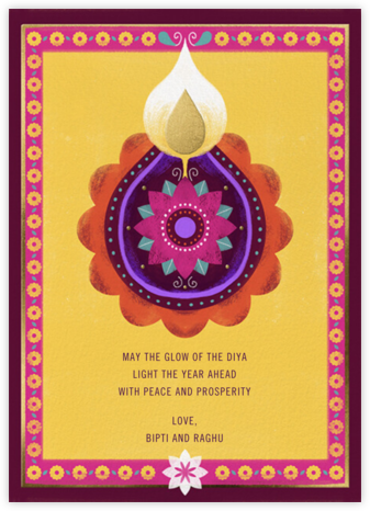Colorful Diya - Paperless Post - Diwali Cards