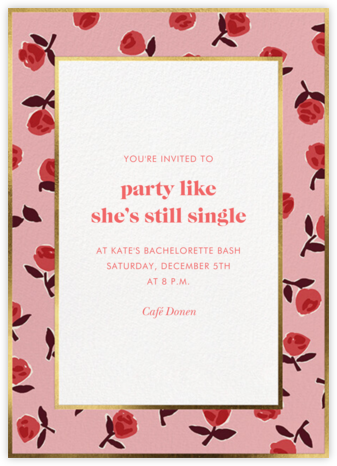 Prim Roses - Pink - kate spade new york - Bachelorette Party Invitations 