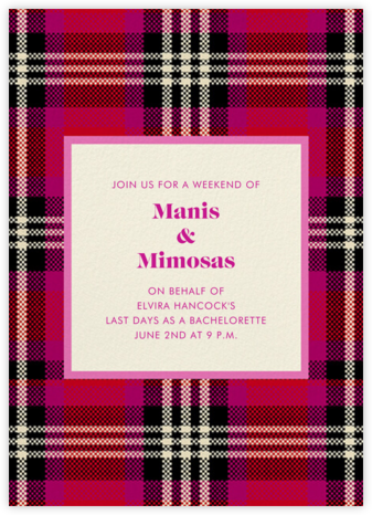 So Plaid - Pink - kate spade new york - Bachelorette Party Invitations 