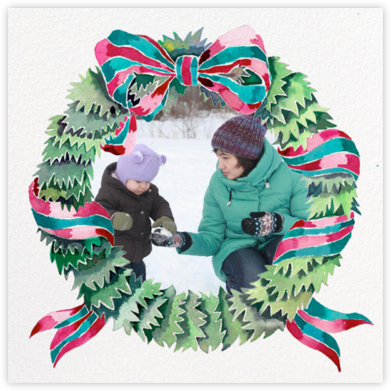 Wrapped Wreath Photo - Happy Menocal - Holiday Photo Cards 