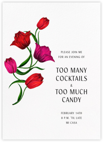 Bright Tulips - Red - Carolina Herrera - Valentine's Day invitations