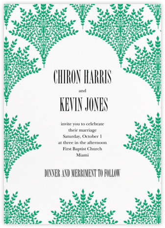 Fanned Frond (Invitation) - Emerald - Carolina Herrera - Wedding Invitations