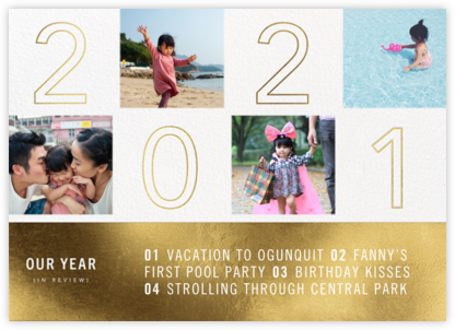 Retrospective 2021 (4 Multi-Photo) - Gold - Paperless Post - Holiday Photo Cards 