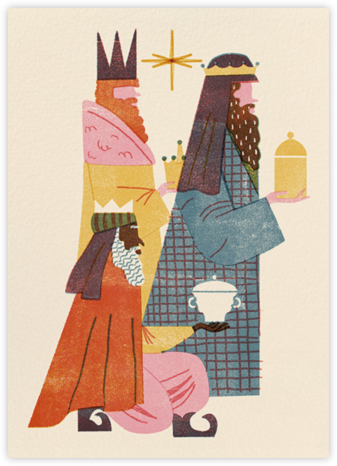Three Wise Men (Barbara Dziadosz) - Red Cap Cards - Día de Reyes Invitations