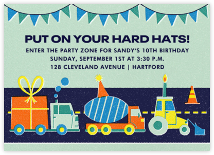 Truck Parade - Paperless Post - Construction, Train, & Airplane Invitations