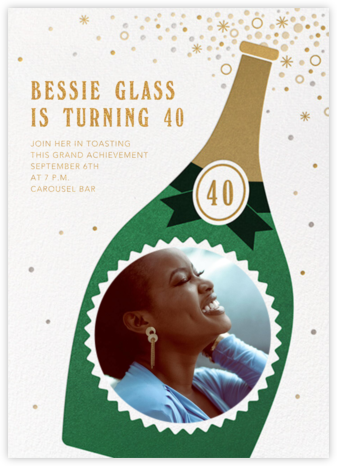 Bottle Model (Forty) - Forest Green - Paperless Post - Milestone Birthday Invitations 