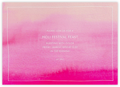 Pink Watercolor - Linda and Harriett - Holi Invitations