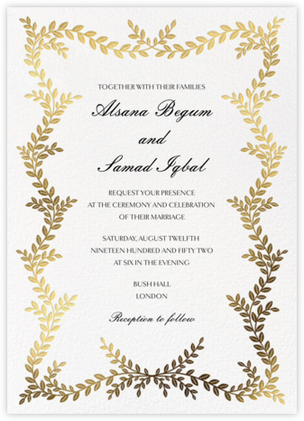 Gold Leaves (Invitation) - Paperless Post - Romantic wedding invitations 