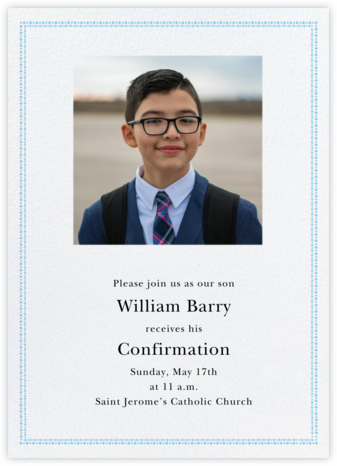 Uneven Dots (Ivory with Blue) - Paperless Post - Confirmation Invitations