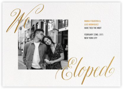 Charmed (Elopement) - Gold - Paperless Post - Wedding Announcements