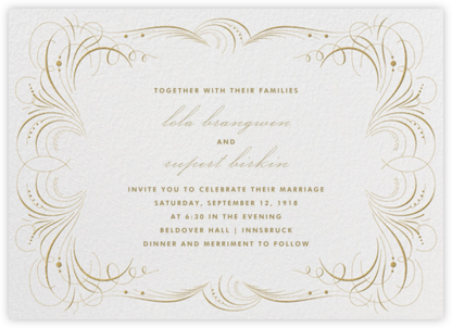 Gold Flourish - Ivory - The Indigo Bunting - Romantic wedding invitations 