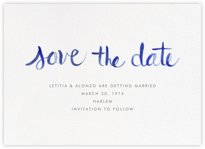 Watercolor Lettering - Blue - Linda and Harriett - Classic save the dates