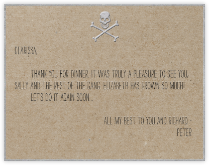 Skull and Cross Bones - chip board with silver - Paperless Post - Personalized Stationery 