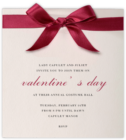 Satin Bow - Paperless Post - Valentine's Day Party Invitations