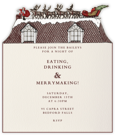 Santa on Rooftop - Paperless Post - Christmas Party Invitations