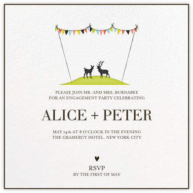Mr and Mrs Deer - Lime - Mr. Boddington's Studio - Engagement party invitations 