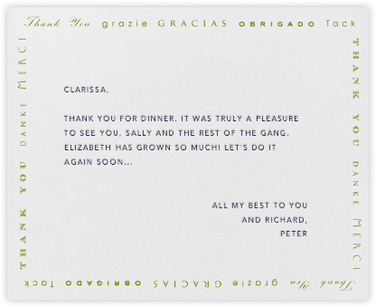 Polyglot Thanks (Green) - Paperless Post - Online thank you notes