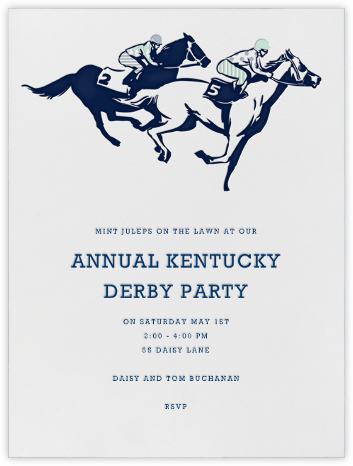 Race Horses - Pacific Mint and Navy - Paperless Post - Sporting Event Invitations