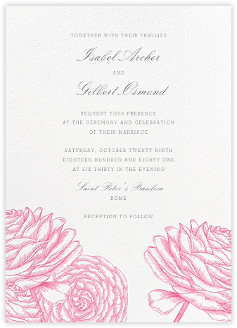 Ranunculus - Pink - Paperless Post - Romantic wedding invitations 
