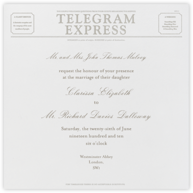 Travel - Ivory and Silver Telegram - Paperless Post - Boho Wedding Invitations