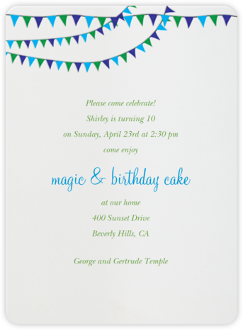 Triangle Flags Blues - Paperless Post - Balloons and confetti birthday invitations