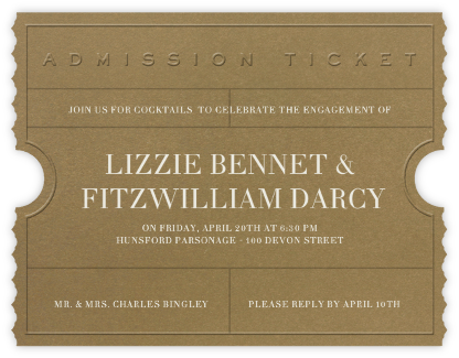 Golden Ticket (Tabac) - Paperless Post - Engagement party invitations 