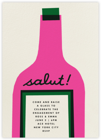 Wine Salut - Coral - The Indigo Bunting - Engagement party invitations 