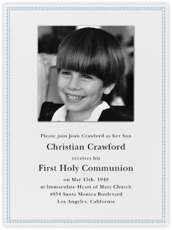 Uneven Dots (Ivory with Blue) - Paperless Post - First communion invitations 