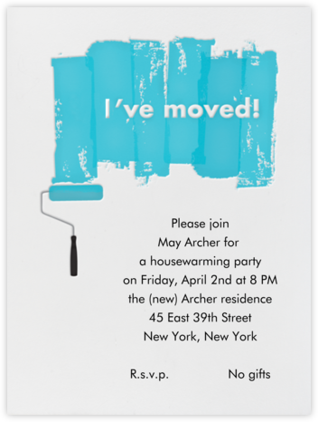 Paint Roller (Blue on Ivory) - Singular - Paperless Post - Housewarming Party Invitations 
