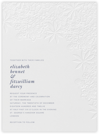 Floral Guipure - Blind Deboss - Oscar de la Renta - Romantic wedding invitations 